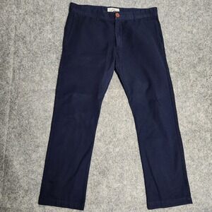 Wellen Chino Pants Men 34x30 Blue Utility Workwear Made in USA Flat Front Pocket